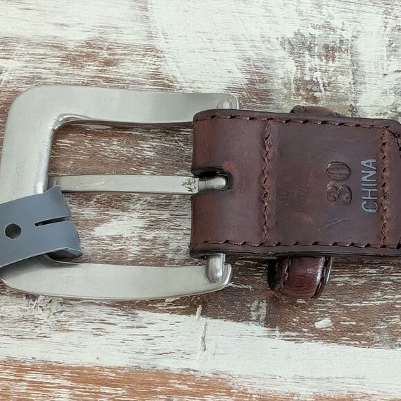 NWT Brighton Burgundy Leather Belt with Western Silver Plated Buckle, Size 30 main image 8